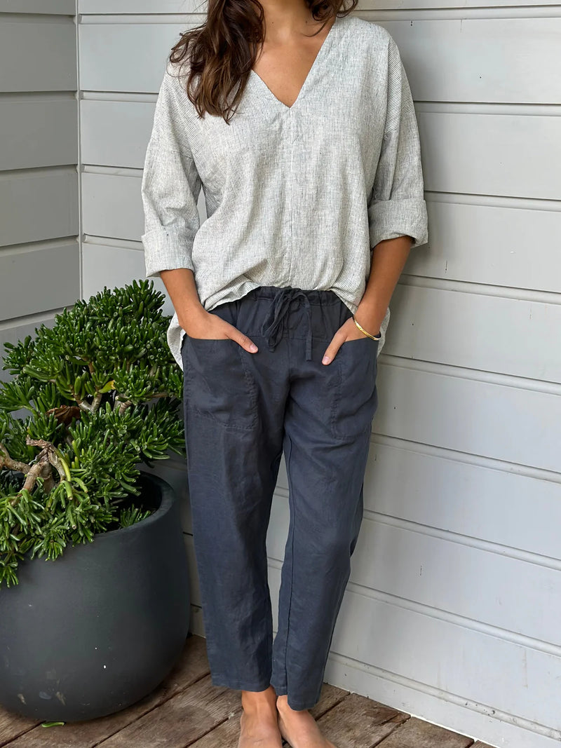 Frockk Pant Jessie Linen Charcoal