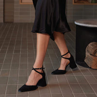 Eos Zan Black Suede Heel