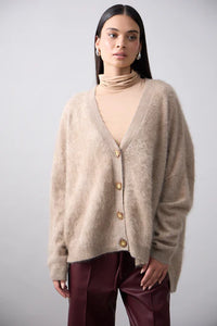 Mia Fratino Brushed Cashmere Mae Cardi Biscuit 24024