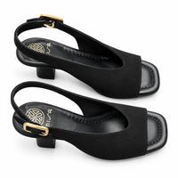 Unisa Sandal Peep Toe Slingback Black Suede Mijas