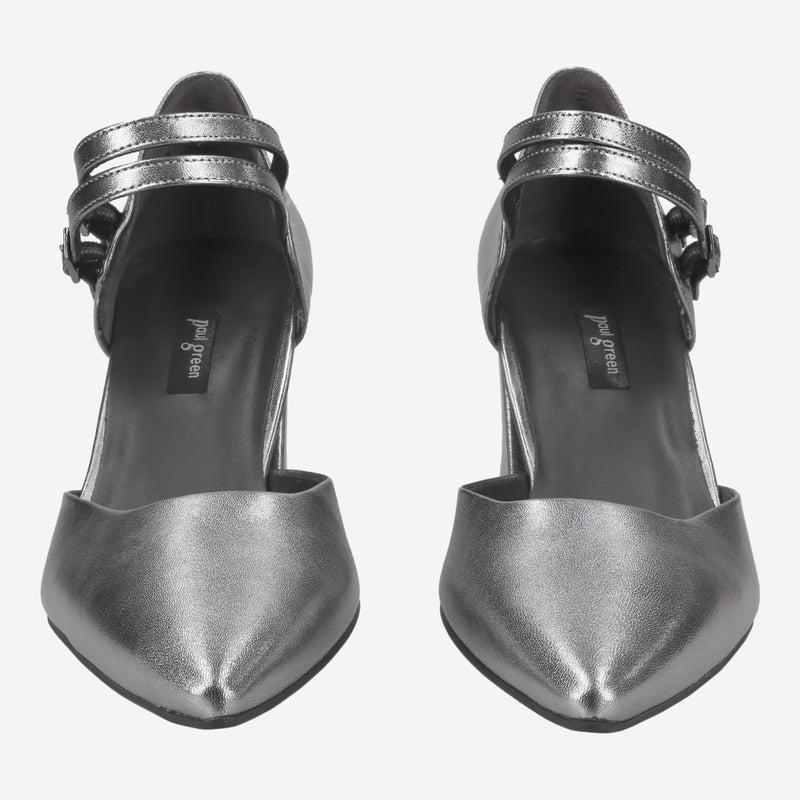 Paul Green Silver Pumps with Clasp 3837-026