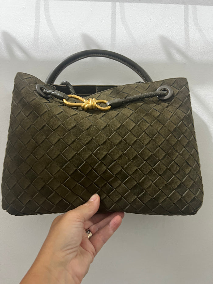 L’ora D’oro Bag PL Woven Olive Suede