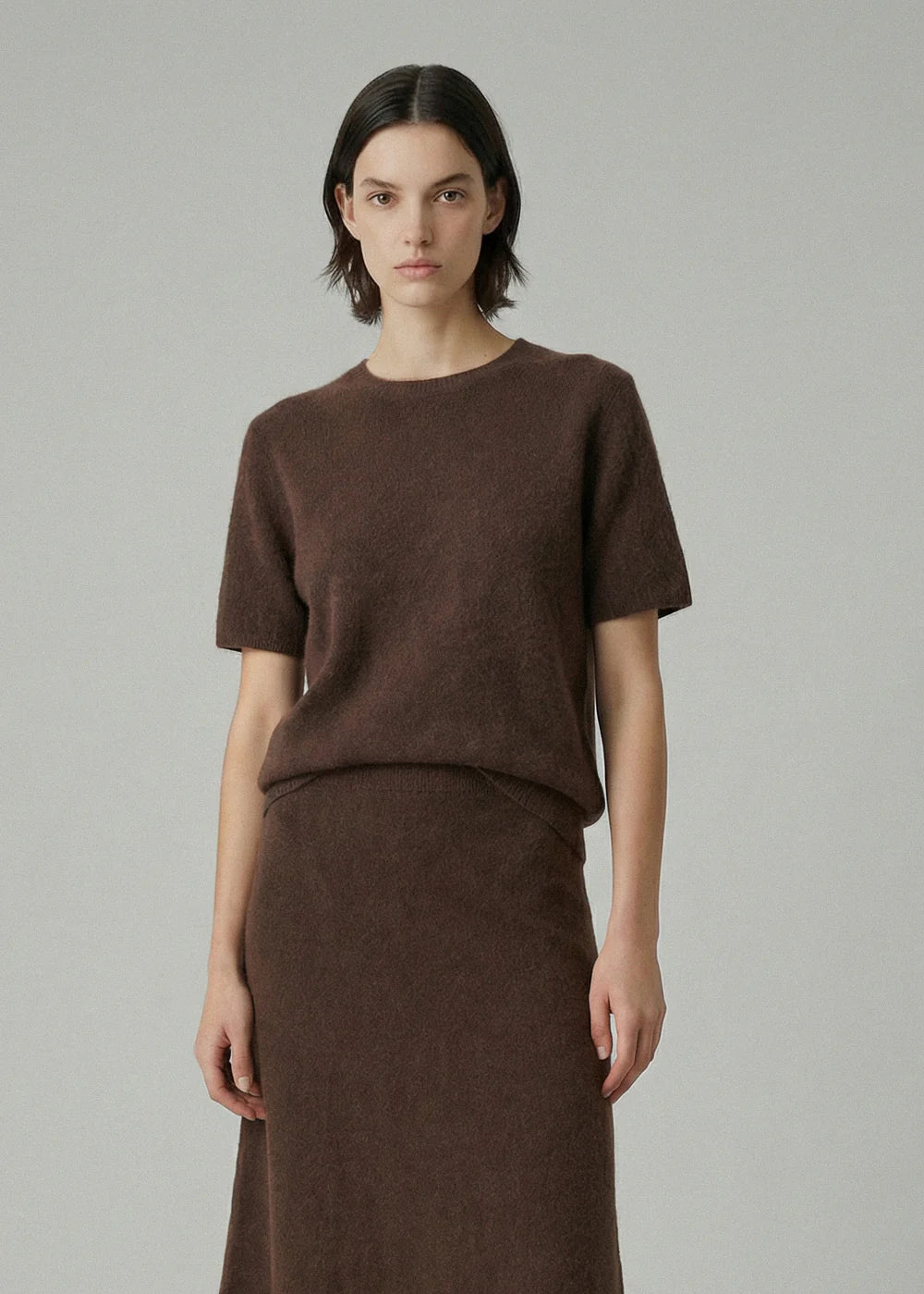 Aleger Knit Brushed Short Sleeve Mink 658