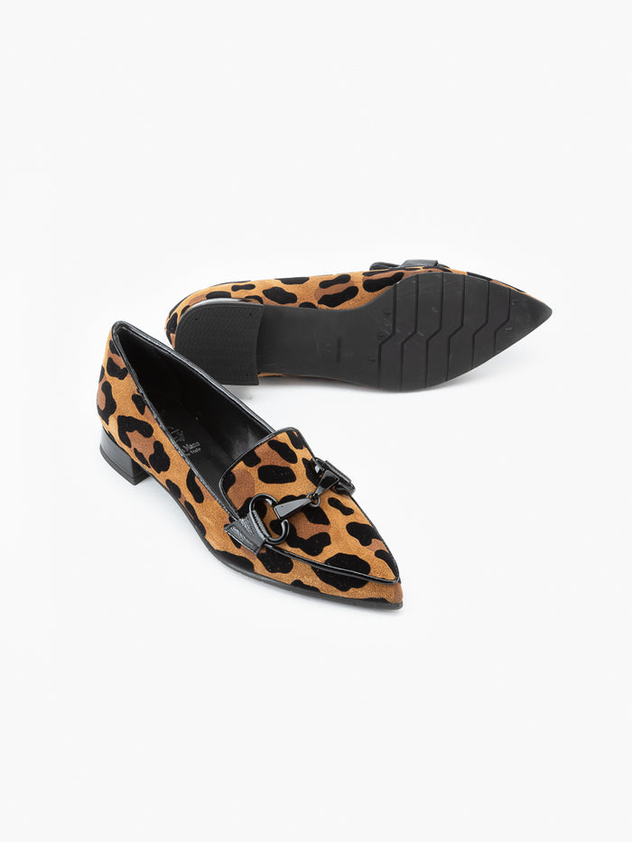 Luca Grossi Pointy Leopard Heeled Flats CH678