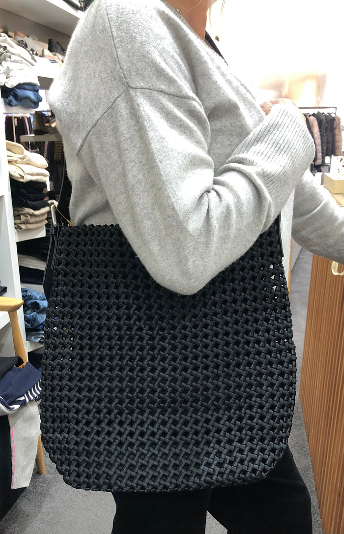 L’ora D’oro Black Slouchy Satin Tote Bag