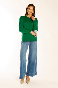 Bow And Arrow Jumper Green Swing w Liberty Elbow Patches