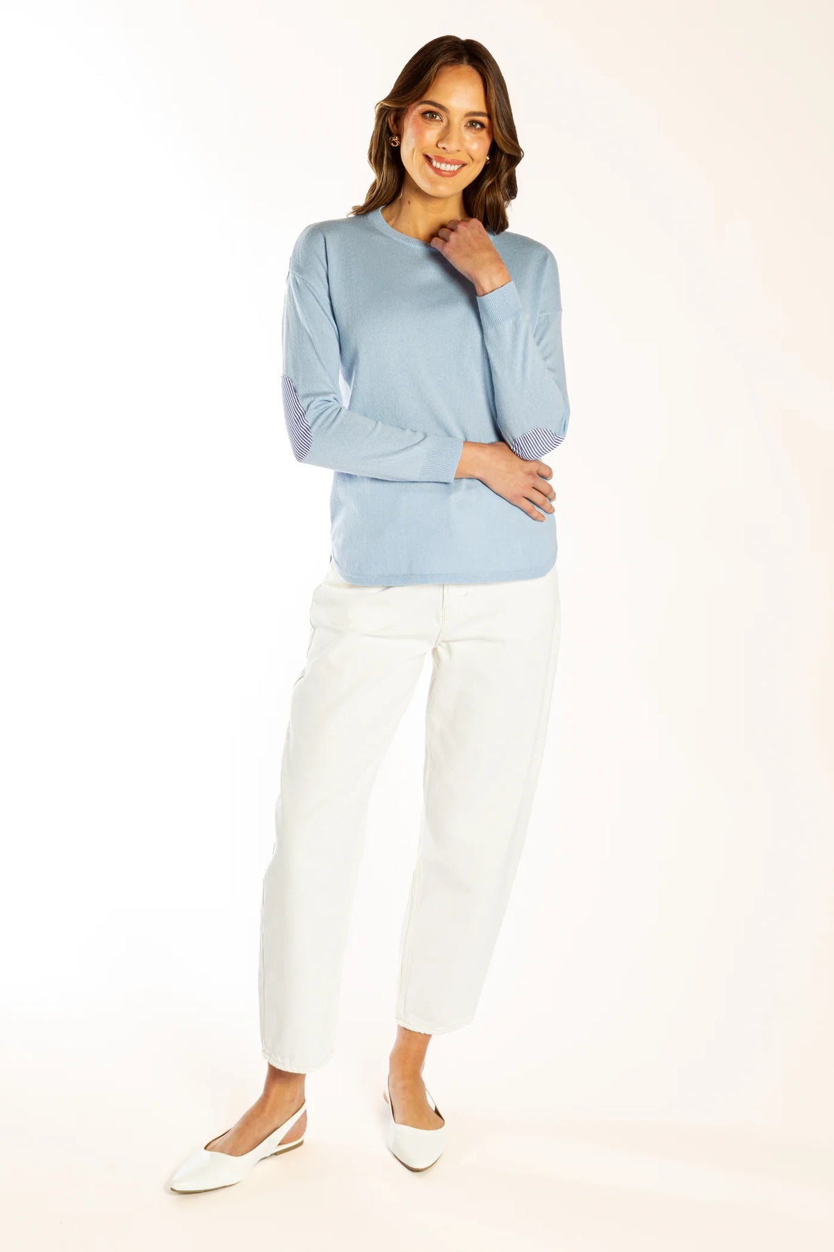 Bow And Arrow Jumper Blue Swing w Blue/White Elbow Patches