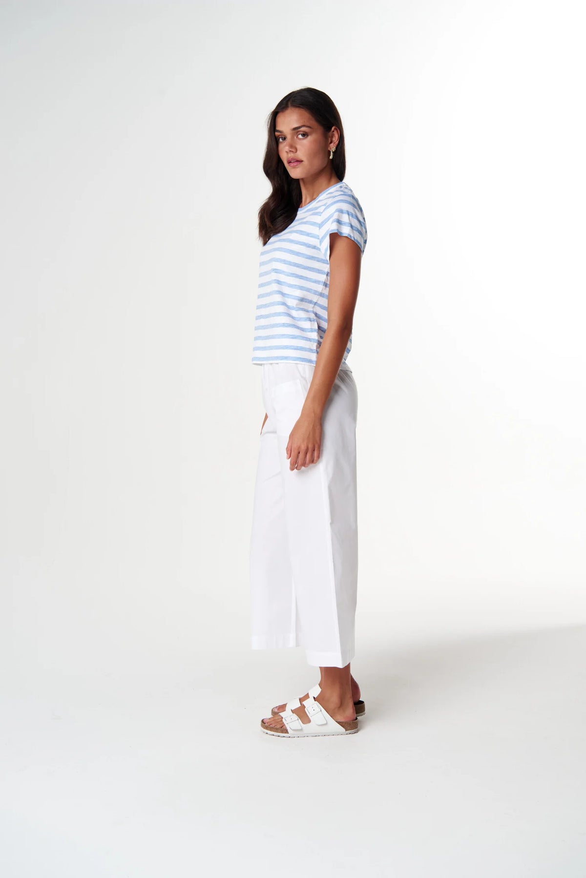 Cloth + Paper + Scissors Tee Straight Cut Basic White/Sky Blue C1378-26