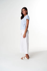 Cloth + Paper + Scissors Tee Straight Cut Basic White/Sky Blue C1378-26