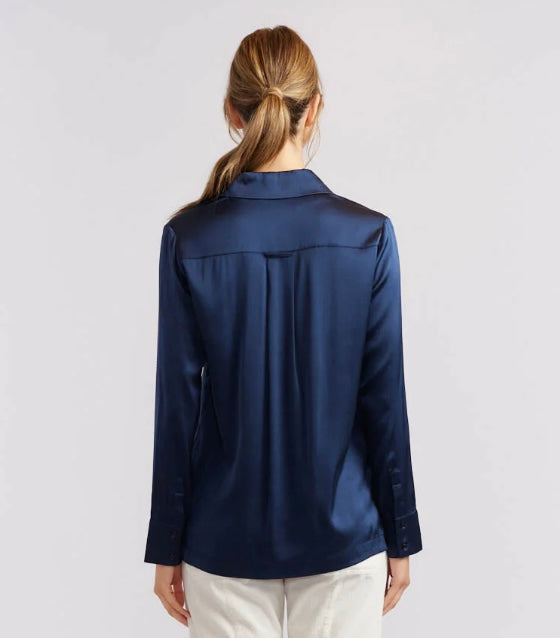 Alessandra Primrose Silk Shirt Navy 401Q