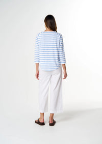 Cloth + Paper + Scissors Tee 3/4 Sleeve Repeat Offender White/Sky Blue C1387-26