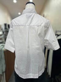 Etta Shirt Short Sleeve White/Navy Cotton Trim