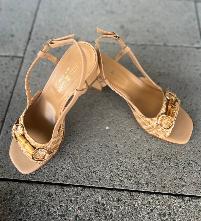 Piazza Grande Slingback Heeled Rafia/ Croissant 210