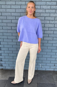 Mia Fratino Brushed Cashmere Erika T Mid Blue 24021
