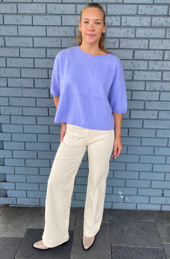 Mia Fratino Brushed Cashmere Erika T Mid Blue 24021