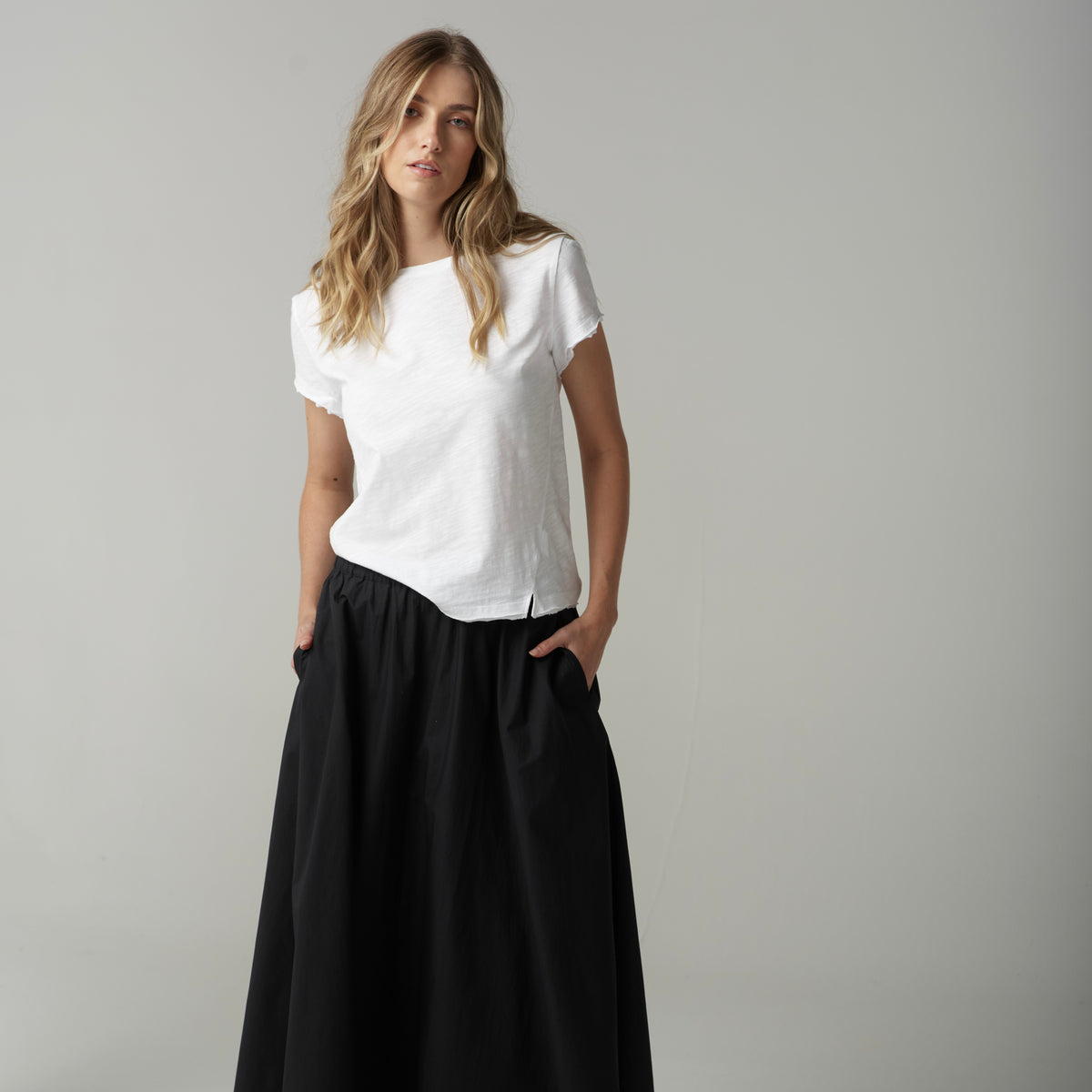 Cloth + Paper + Scissors Front Split Tee White C1384