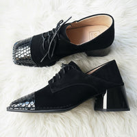 MR Shoes Lace up Black Croc/Suede Link