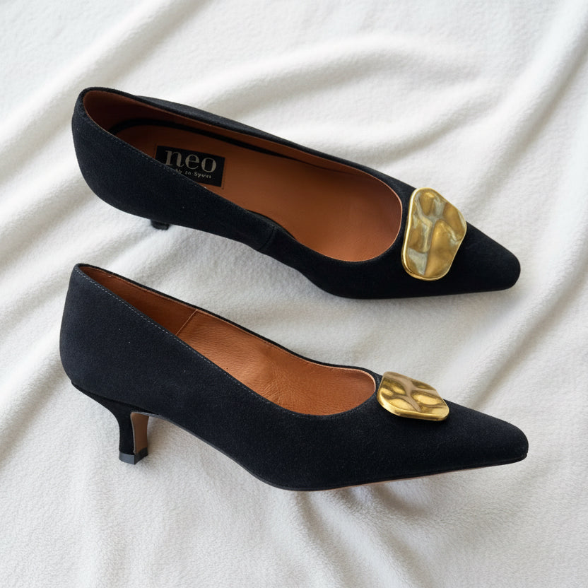 Neo Shoe Basket Suede Pump Black/Gold 25623-416D