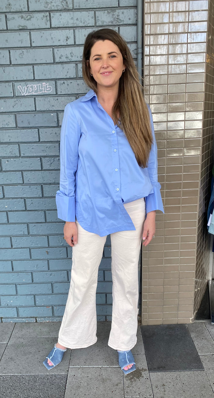 Etta Shirt Long Sleeve Summer Blue Cotton