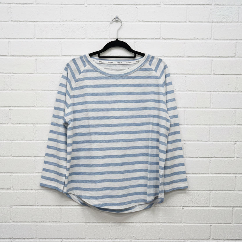 Cloth + Paper + Scissors Tee 3/4 Sleeve Repeat Offender White/Sky Blue C1387-26