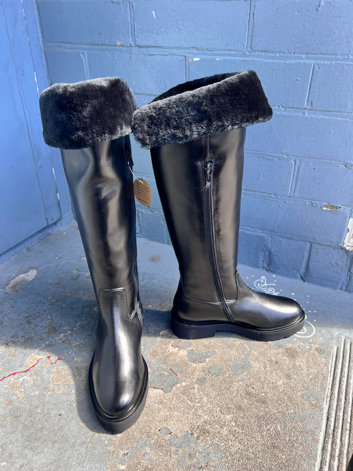Luca Grossi Black Long Fur Lined Boot 9830