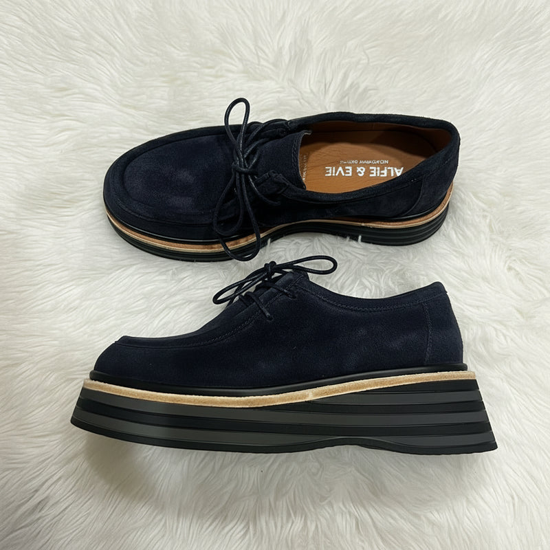 Alfie & Evie Lace Up Navy Suede Millie