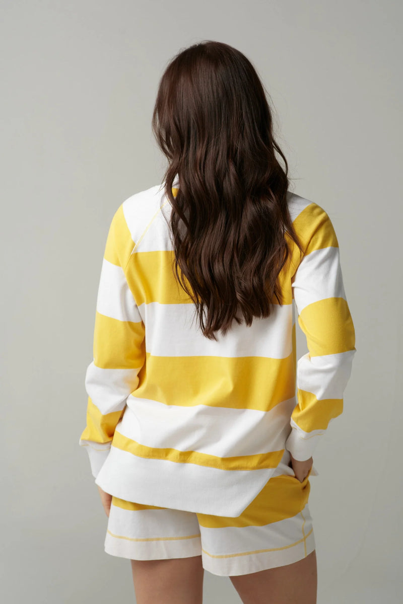 Cloth Paper Scissors V Neck Rugby Daffodil/White