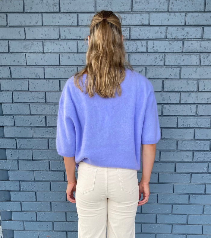 Mia Fratino Brushed Cashmere Erika T Mid Blue 24021
