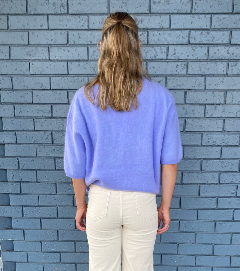 Mia Fratino Brushed Cashmere Erika T Mid Blue 24021