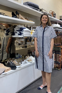 Etta Dress Bold Shirt Style Navy Stripe