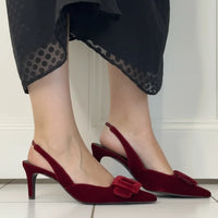 Lodi Slingback Heels Burgundy Velvet