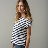 Cloth + Paper + Scissors Striped Tee White/Parisian C1378