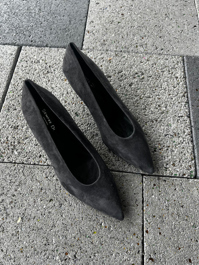Sempre Di Heels Dark Grey Suede Faro01