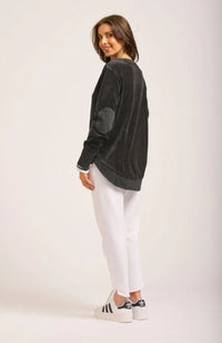 Est1971 High-Low Velour Sweatshirt Slate Grey