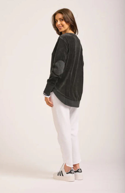 Est1971 High-Low Velour Sweatshirt Slate Grey