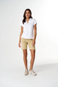 Cloth + Paper + Scissors Tee V Neck Embroidered White/Safari C13029-59