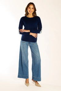 Bow And Arrow Jumper Ink Blue Swing w Liberty Elbow Patches