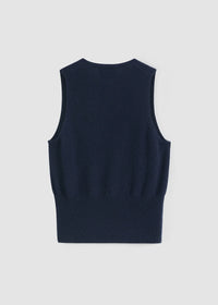 Aleger Vest Cashmere Low V French Navy N2180