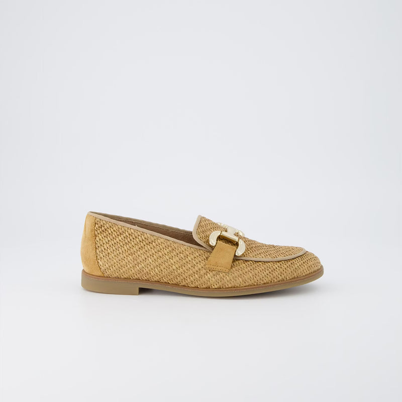 Paul Green Loafer Soft Woven Raffia Camel  1145-007