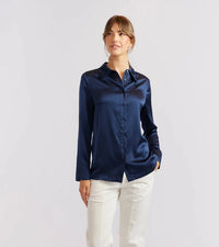 Alessandra Primrose Silk Shirt Navy 401Q