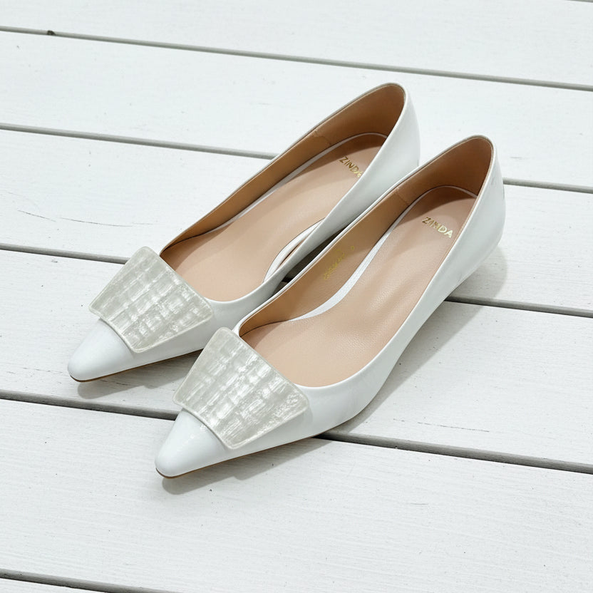 Zinda Court Shoe Patent White 3429