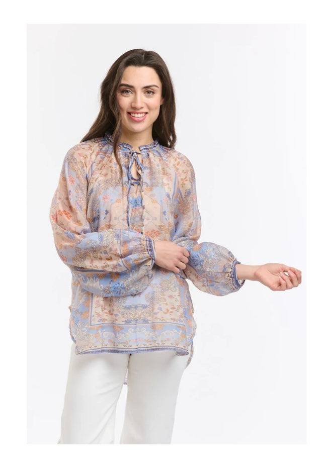 Italian Star Shirt Emily Ruffle Azzure