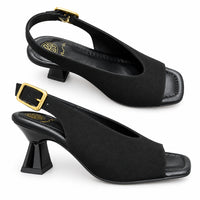Unisa Sandal Peep Toe Slingback Black Suede Mijas