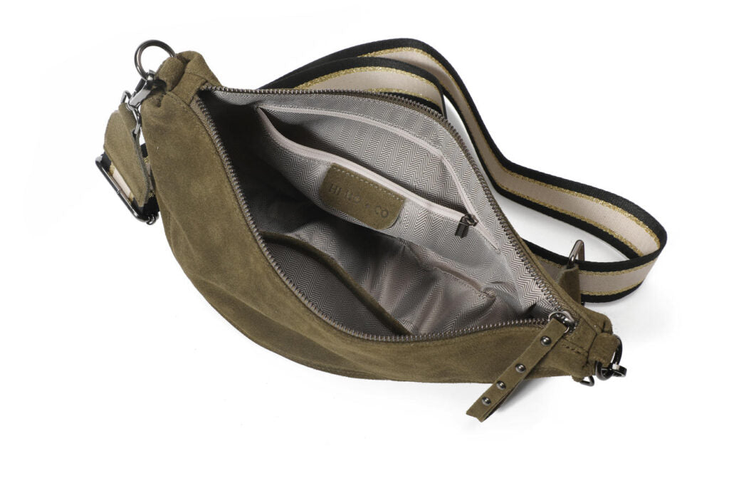 Hi Ho Bag Crescent Olive Suede