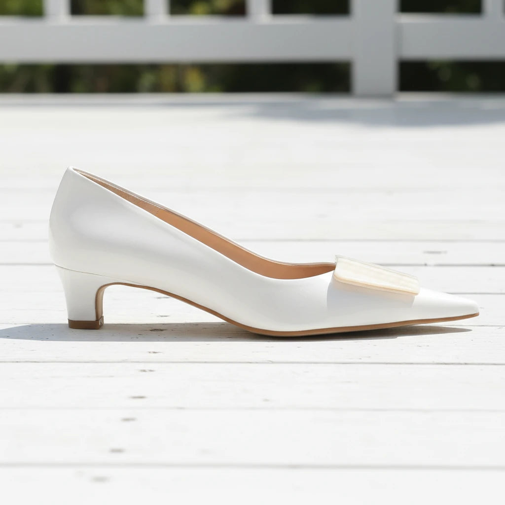 Zinda Court Shoe Patent White 3429