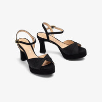 Unisa Sandal Black Embroidered Platform Ojeda