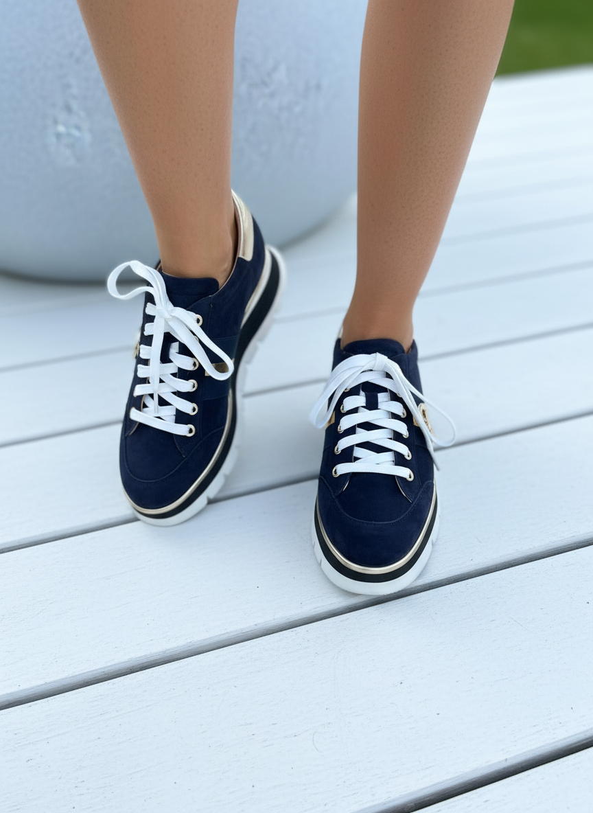 Luca Grossi Lace Up Navy Blue Suede H778M