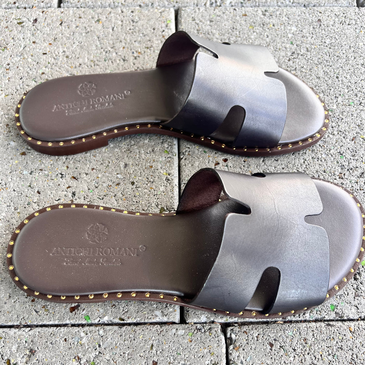 Antichi Romani Chocolate Slides with fine gold detail - 01Nuovo