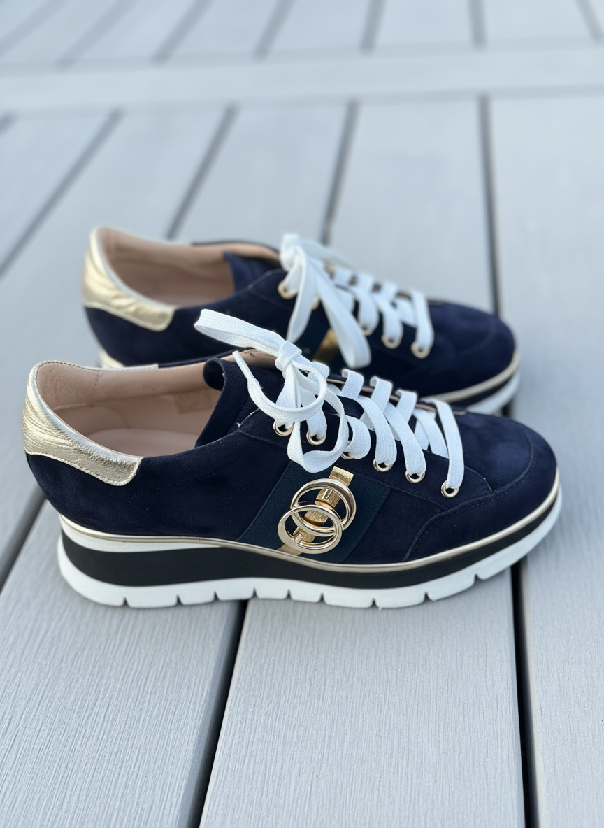 Luca Grossi Lace Up Navy Blue Suede H778M