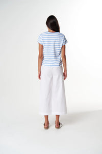 Cloth + Paper + Scissors Tee Straight Cut Basic White/Sky Blue C1378-26